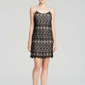 Alice + Olivia Black Nude Lace Emmie Slip Dress, Size M. Used - Good